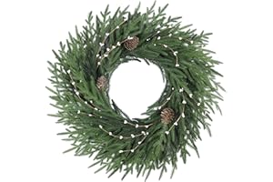 OZFHUA 26 Inch Christmas Wreath, Christmas Wreaths for Front Door, Pine Wreath with Pine Cones Berries for Indoor Outdoor Wall Mantle Door Decor