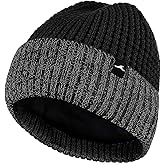 Achiou Winter Reflective Beanie Hat for Men Women, Warm Cuffed Winter Knit Hat Cap for Running Outdoor Sports High Visibility