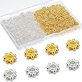 Kenning 800 Pcs 6mm Flower Spacer Beads Tibetan Daisy Metal Alloy Jewelry Spacers for Bracelet Necklace Earring Jewelry Making(Gold, Silver)