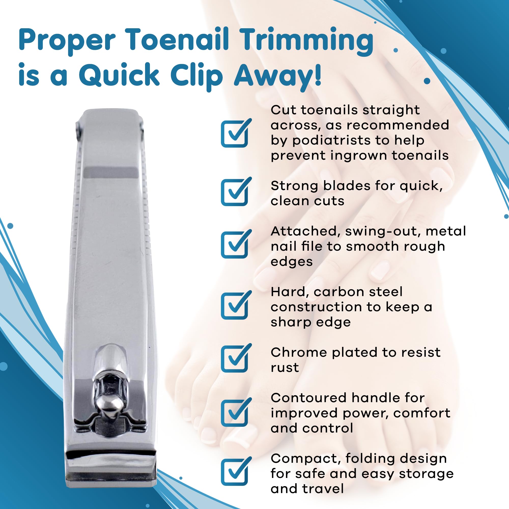 Denco Straight Cut Toenail Clipper,Silver,1 Count (Pack of 1),3559N
