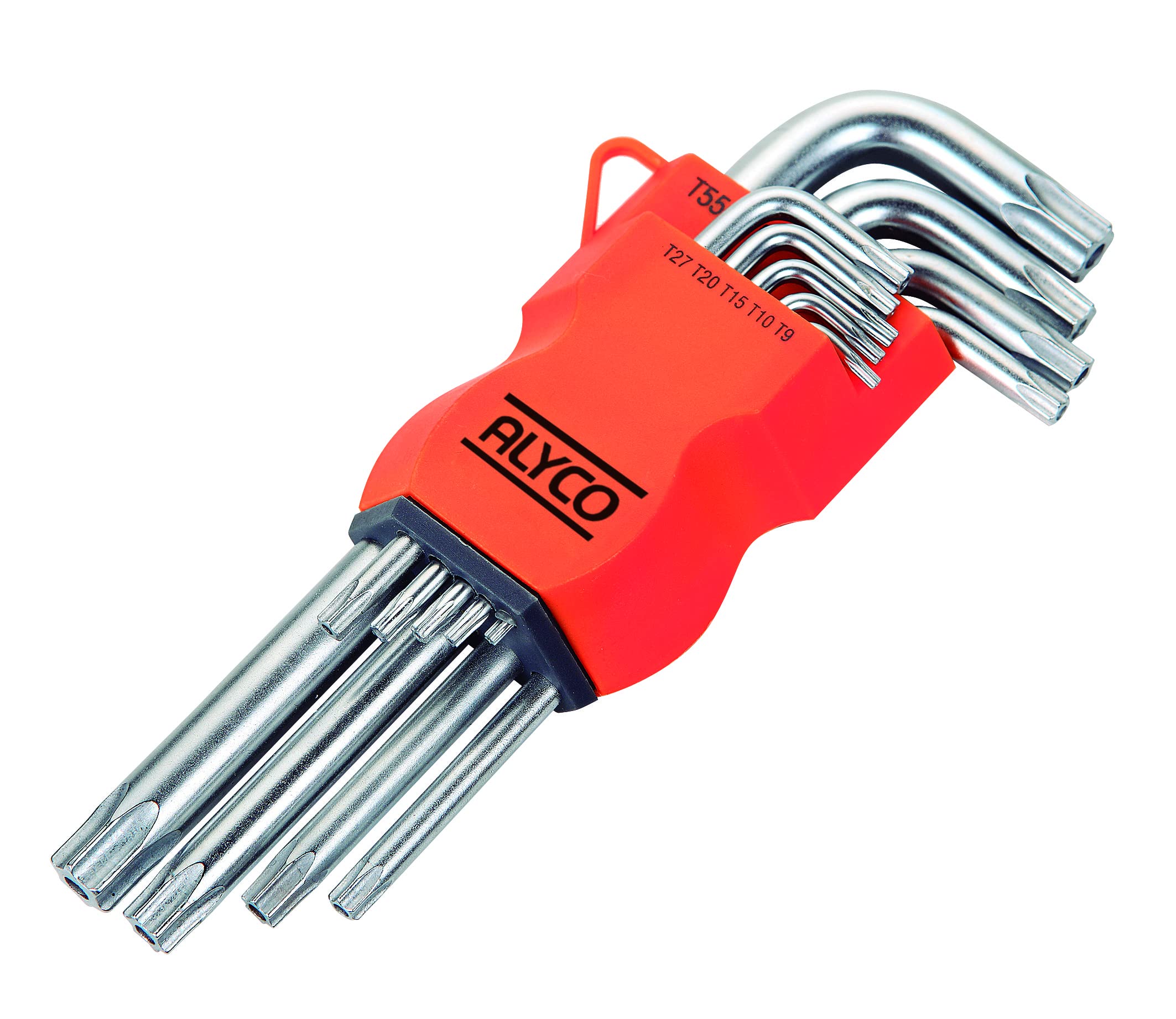 HR 170615 Set of 9 Large Torx Keys, High-Resistance, Steel Chrome-Plated, with Plastic Support