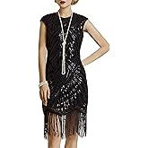 BABEYOND Women's Flapper Dresses 1920s Beaded Fringed Great Gatsby Dress