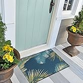 Liora Manne ESENCIA Indoor/Outdoor Power Loomed Latex Back Non Slip Mat - Transitional Border Botanical Beach Colorful (Palm 