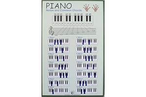 PLUM ROSE PUBLISHING LLC PLUM ROSE Piano Chords Chart (11x17) - Educational Music Poster - Chart for Piano (green)
