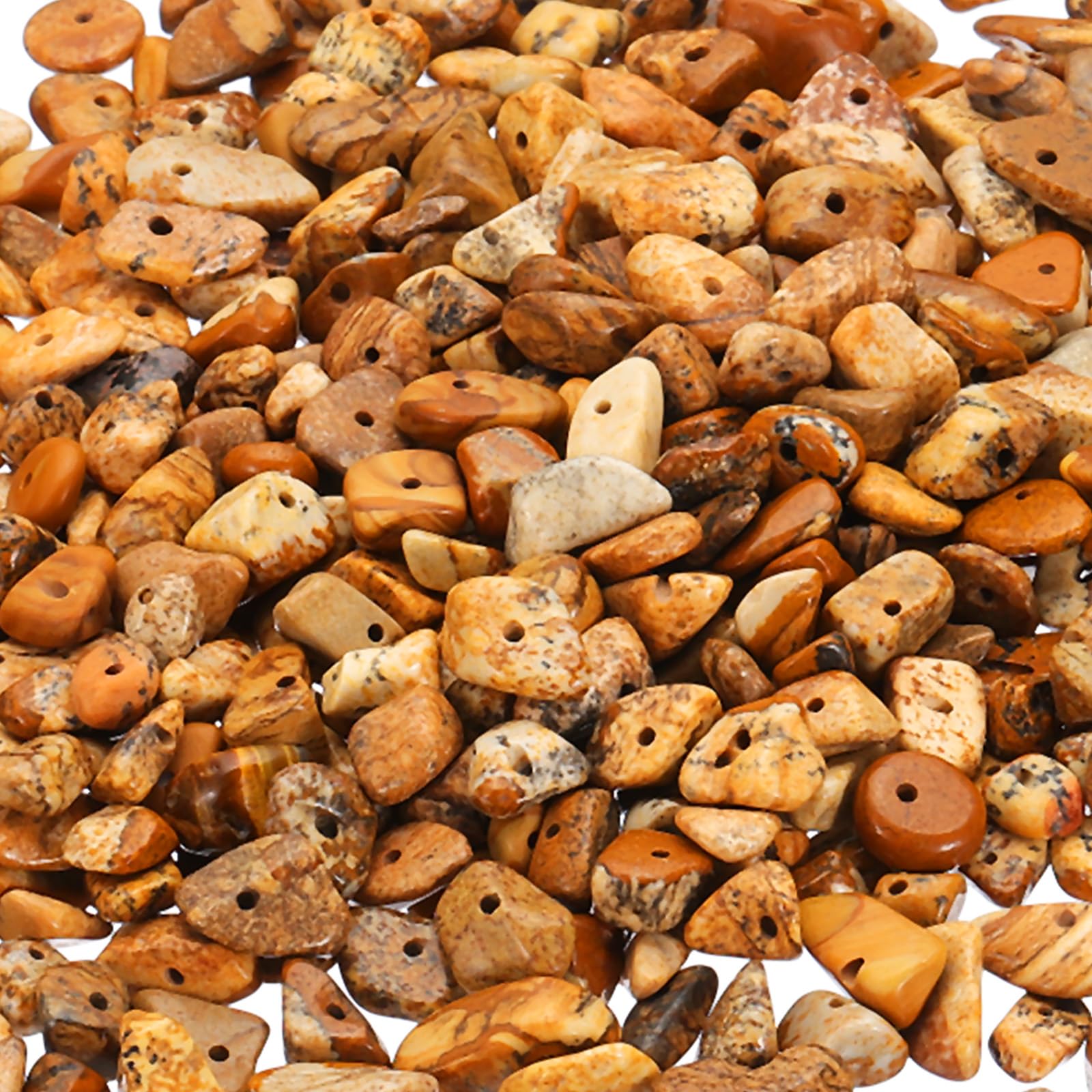 PATIKIL Chip Stone Natural Rock Beads Loose Gemstone Beads Drilled Strand for Jewelry Craft Making, 400pcs, Assorted Brown — image 1