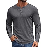 COOFANDY Mens Henley Shirts Long Sleeve Casual Pullover Shirt Fashion Button T-Shirt