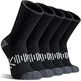 SAVALOS Merino Wool Hiking Socks Thermal Winter Warm Cozy Cushioned Moisture Wicking Crew Socks for Men 5 Pairs