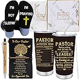 Keluna Pastors Appreciation Gifts - 4Pcs Pastors Gifts for Men, 20Oz Tumbler Notebook Pen Socks, Fathers Day Christmas Retirement Easter Anniversary Church Present for Clergy Ordination Priest