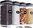 Chef's Path Airtight Extra Large Food Storage Container - 4 PC Set/All Same Size - Kitchen & Pantry Organization - Ideal for Cereal, Spaghetti, Noodles, Pasta & Flour - Plastic Canisters with Lids