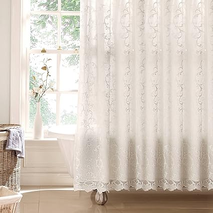 Luxury Victorian Lace Shower Curtain Cream Natural 71 Width X 71
