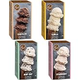 Triple Scoop Variety Pack Ice Cream Mix, Gourmet, 4 Flavors, Pack Of 4 | Includes Vanilla, Chocolate, Strawberry &amp; Mint Choc Chip Makes 2 Qts Each Use W/ Ice Cream Maker