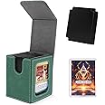 Scimi MTG Deck Box for Commander Display,Card Deck Box Fits 100 Double Sleeved Cards, Magic Commander TCG Card Leather Storage Box with 2 Dividers and 1 Toploader (Green)