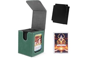 Scimi MTG Deck Box for Commander Display,Card Deck Box Fits 100 Double Sleeved Cards, Magic Commander TCG Card Leather Storage Box with 2 Dividers and 1 Toploader (Green)