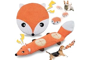XIUGOAL Interactive Dog Toys, 2 Pack Puppy Toys for Boredom and Teething, No Stuffing Squeaky Puppy Chew Toys with Crinkle, Treat Dispenser and Holds a Bottle, Small Medium Dogs
