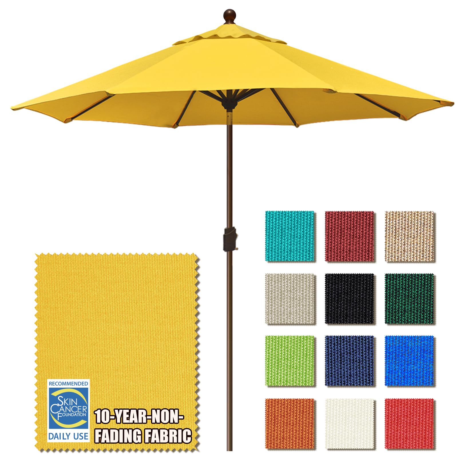 EliteShade USA 10-Year-Non-Fading 9Ft Market Umbrella Patio Umbrella ...