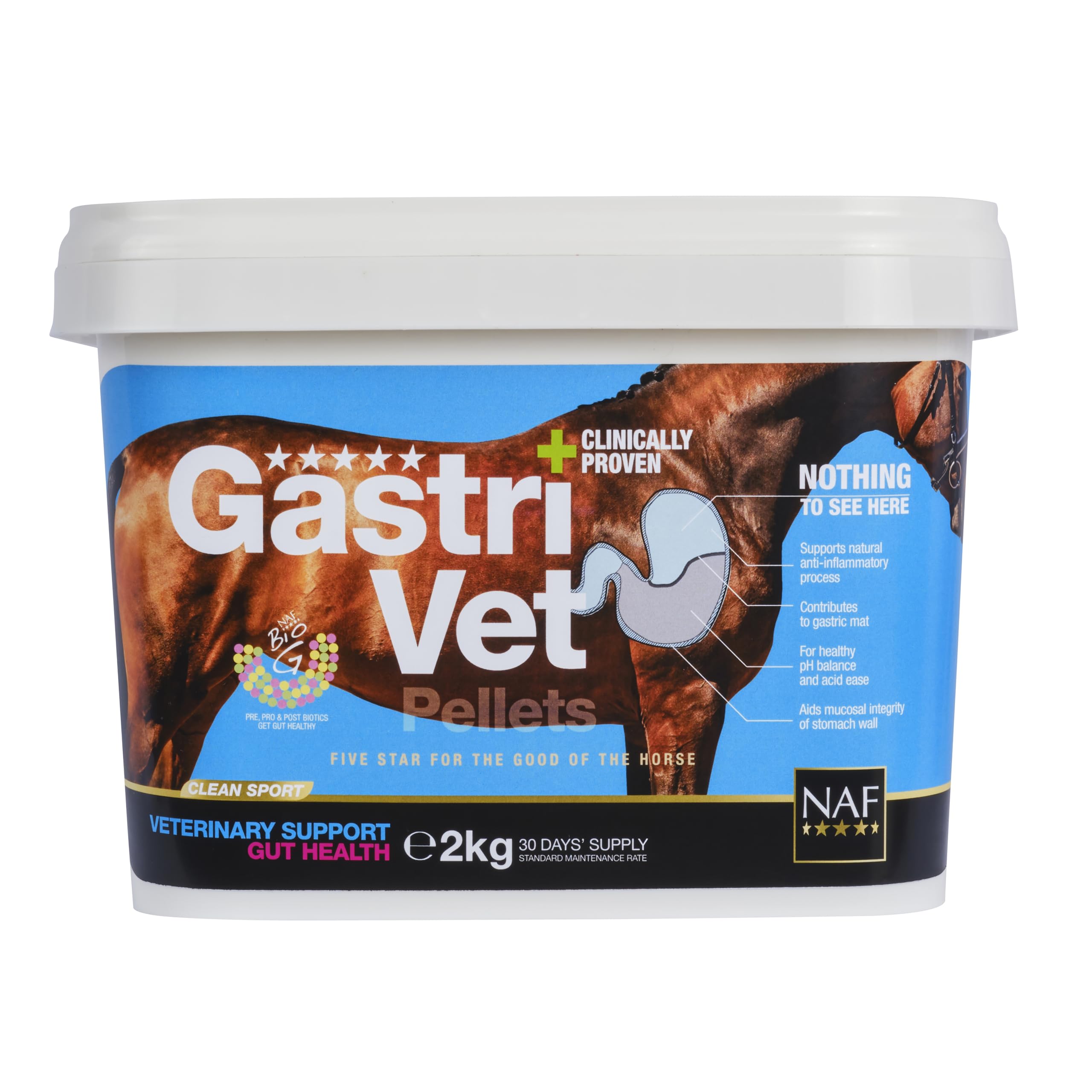 NAF Five Star GastriVet 2kg – Advanced Gastric Supplement for Horses – Supports Stomach Lining, Gut Health & pH Balance – With Prebiotics, Probiotics & Postbiotics