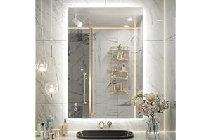 Keonjinn 24 x 40 Inch LED Bathroom Mirror with Backlit, Anti-Fog Vanity Mirror with CRI90+ HD Tempered Glass, Stepless Dimmable, High Lumen, UL Listed, Waterproof, Horizontal/Vertical