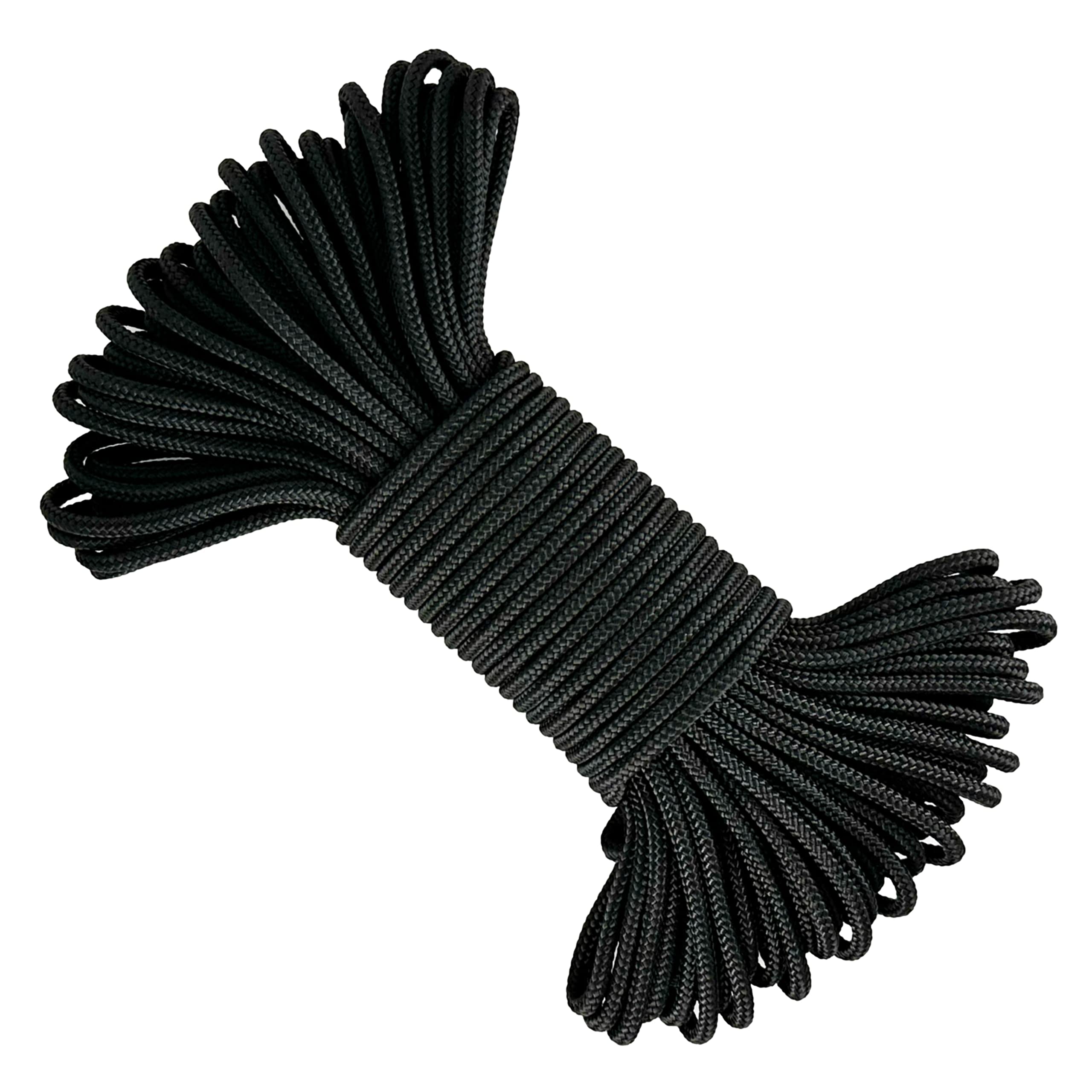 Polyester Cord 4mm * 25m. String Paracord. Made in Spain, for Outdoor, Garden and DIY. Black
