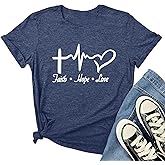 MAXTREE Women Faith Hope Love Graphic Tees Cute T-Shirts