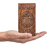 INTAJ Handmade Rosewood Urn for Human Ashes - Adult Tree of Life Wooden Urns Hand-Crafted - Celtic Funeral Cremation Urn for Dogs Engraved