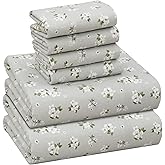 RUVANTI Flannel Sheets Full Size 6 Pcs - 100% Cotton Double Brushed Bed Sheets, Deep Pockets 16 Inches, All Seasons Breathable, Extra Soft & Comfy Full Size Sheets Set, Weeping Willow