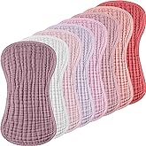 Frienda 8 Packs Muslin Burp Cloths Baby Large 20" x 10" 6 Layers Cotton Burp Rags Absorbent Soft Washcloth for Drool Spit up Pink Face Towels for Newborn Baby Boy Girl Essential Shower Gift