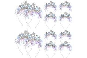 Yuxung 12 Pcs Happy New Year Headband with Star Flashing 2026 New Year Eve Hair Hoop Headdress Holiday Hair Accessories(Gold,Novel Style)