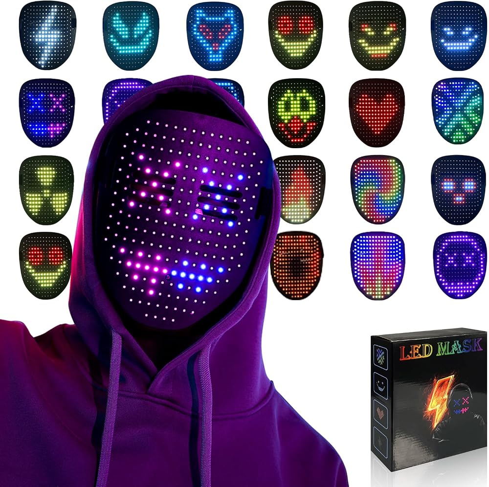 MOYACA LED Mask Gesture Control 50 Patterns Light Up Face Mask for Parties