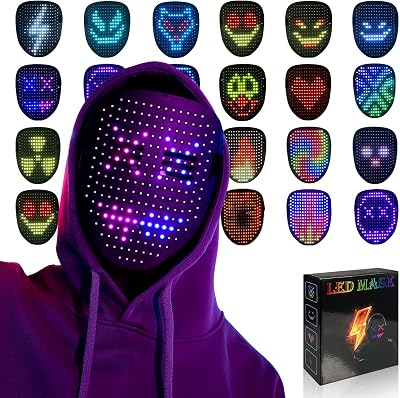 MOYACA LED Mask Gesture Control 50 Patterns Light Up Face Mask for Parties