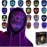 MOYACA Led Mask Light up Mask with Gesture Sensing, Cool Toys Men Boys Gift | 50+ Glowing Patterns for Halloween Costume, Christmas Cosplay, Birthday Party, Adjustable Strap Fits Kids Boys Teens Ages 5+
