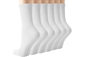 BISOUSOX Pilates Socks Grip Socks, Grippy Sock Woman Yoga Slipper Crew Ankle Non Slip Sticky Barre Ballet Sock Hospital
