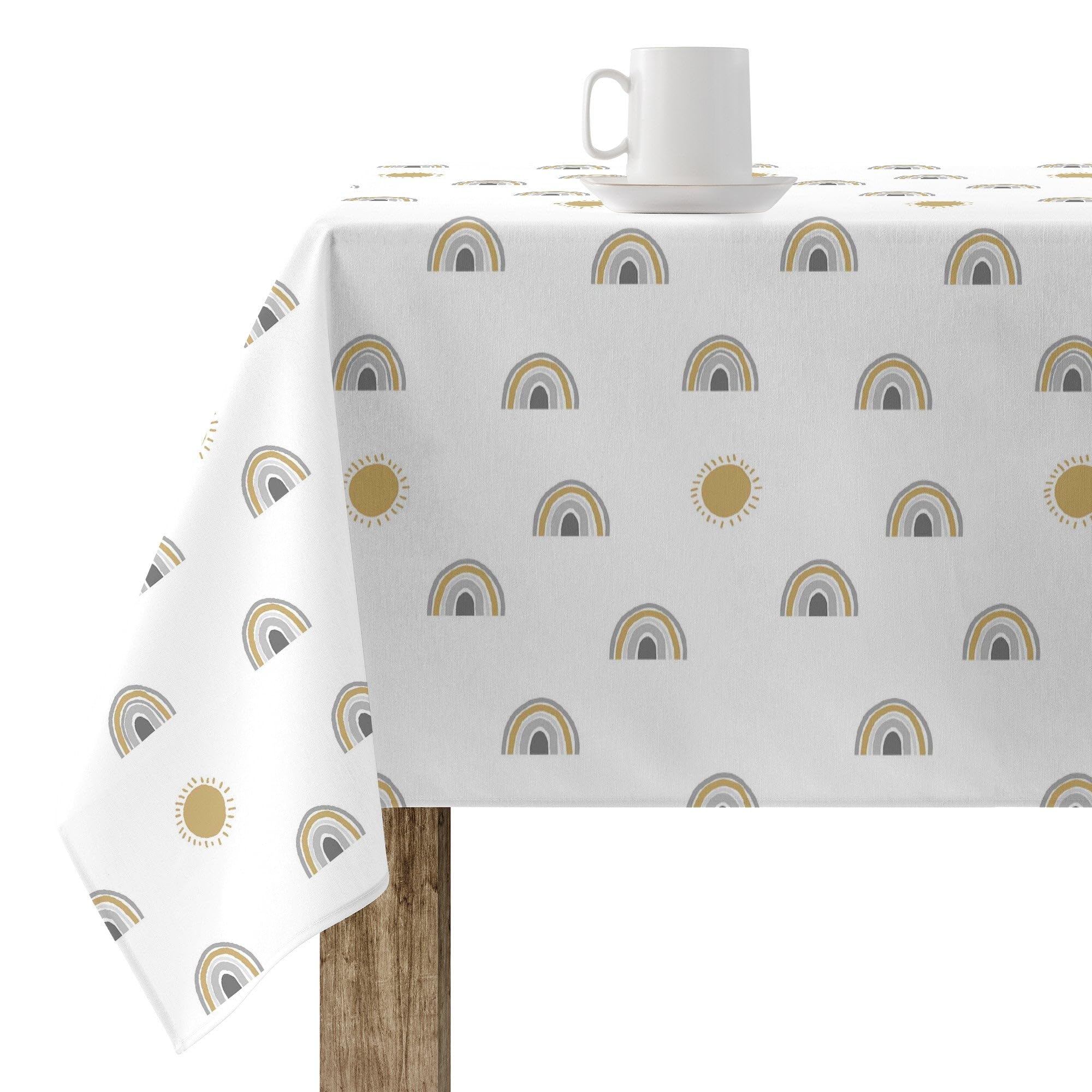 BELUM | Stain Resistant Tablecloth Size 250 x 140 cm - Extra Soft Touch Tablecloth Colour Multicolor - Tablecloth 100% Made in Spain Fabric 100% Organic Cotton (Half Panama) - Kairi Model Tablecloth