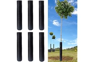 DredQcco Corrugated Tree Guards, 6Pcs Tree Trunk Protectors Guard Tube Wraps to Protect Bark 15.7-Inch Long, 2-Inch Diameter, Tree Saplings Plants Protectors from, Mowers,Trimmers… (Black)