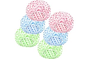 MZD8391 Shower Cap, Reusable Shower Hat Bath Caps, Waterproof with Elastic Band Hair Hat for Men Women Ladies Spa Salon, Coloful Dotted, 6 Packs