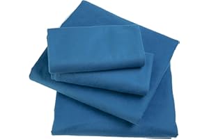 BHT 3-Pc Cozy Warm Flannel 100% Cotton Ultra Soft Heavyweight Cold Weather Bed Sheets Set with 16" Deep Pocket (Navy Blue Pla