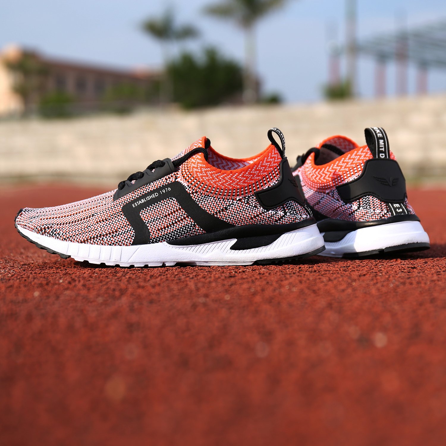 UNMK FUN Women\'s Fashion Lightweight Sneakers Breathable Mesh Soft Sole Casual Athletic Running Walking Shoes (6, Orange)