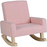 Costzon Kids Sofa, Toddler Rocking Chair with Solid Wood Frame, Linen Fabric, Anti-Tipping Design, Children Furniture Armchair for Kids Room, Nursery, Playroom, Preschool, Gift for Boys Girls (Pink)