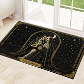 ainori Gothic Skeleton Couple Indoor Door Mat 29.5x17 in, Tarot Moon Star Non-Woven Floor Mat with Non-Slip Backing, Entryway Rug for Entrance Inside Porch Bedroom Kitchen, Decorative Doormats Gifts