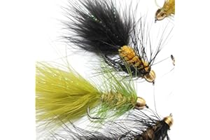 Tigofly 12 pcs Brass Cone Head Woolly Bugger Streamers Fly Fishing Flies Lures Baits for Salmon Trout -Size #2