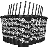 Potchen 12 Pcs Music Themed Plastic Cups 24 oz Reusable Musical Notes Tumbler with Lids and Straws Juice Drinking Cups for Music Lover Choir Birthday Party Favors