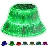 deemeela LED Bucket Hat, Light Up Glow Hat with 7 Colors, USB Rechargeable Rave Fisherman Cap for EDM Festival Party