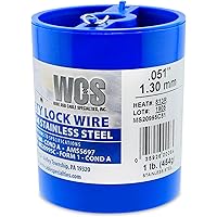 Lock Wire, T302/304 Stainless, NASM20995, MS20995C, ASTM A580 Cond A, AMS5697.051 in (1.3 mm), 1 lb (0.45 kg) Dispenser Can,