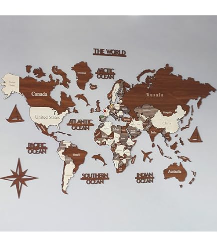 3D Wood Warld Map 14 Mサイズ 3D Wooden World Map, Wood Wall Map, Housewarming Gift, World Map