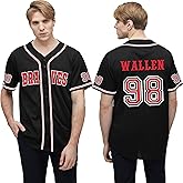 98 Baseball Jersey Mens V Neck Country Vintage Music Shirts Fan T-Shirt Button Down Short Sleeve Tops