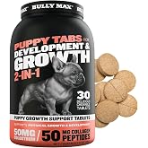 Bully Max 2-in-1 Puppy Vitamins - 30 Chewable Tablets for Development and Growth of Puppies - Dog Treats, Vitamin &amp; Supplements for Small Dogs &amp; Large Breed Growing Pups - Can Be Used as Food Topper