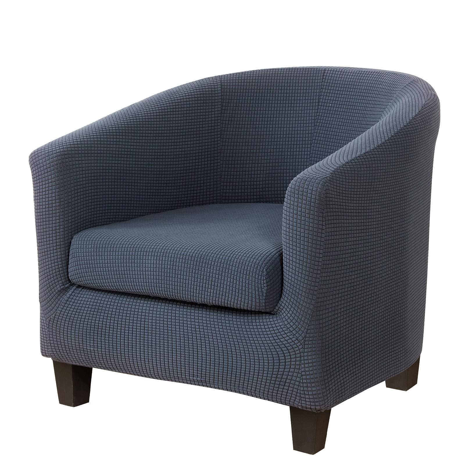 Polar Fleece Club Chair Slipcover,Stretch Tub Chair Cover Barrel Chair Slipcover Armchair Sofa Cover Removable Elastic Furniture Protector 2-Piece Arm Chair Cover for Living Room(Grey Blue,1pc)