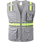 JKSafety Safety Vest for Men Women Hi Vis Relfective Vest with Pockets High Visibility Meet ANSI Standard