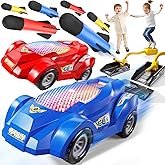 NIPLOOOW Rocket Toy Car Launcher, 2 Race Car and 6 Foam Rockets, Outdoor Outside Backyard Toys for Boys & Girls, Birthday Gift Toys for Kids Boys Girls Age 3 4 5 6 7 8 Years Old