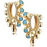 Fettero Women Gold Huggie Hoop Earrings 14K Gold Plated Small Hoop Earrings Beaded Hoop Earrings for Everyday Wear Tiny Boho Beach Slepper Earrings Simple Delicate Hypoallergenic Jewelry