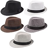 Ultrafun 5 Pack Short Brim Fedora Classic Summer Beach Sun Hat Panama Cap for Men Women